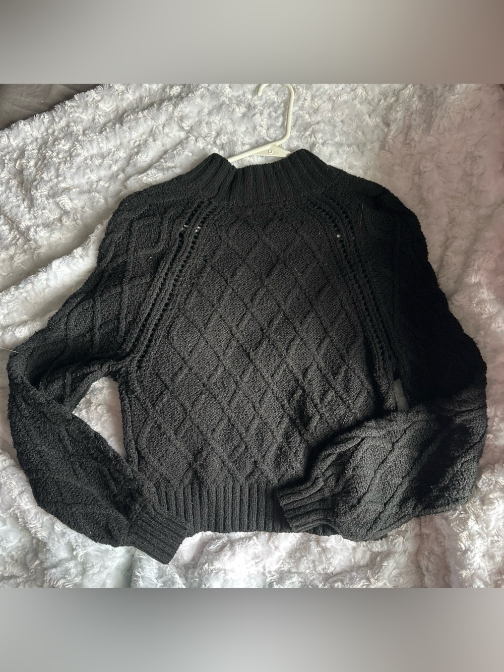 American Eagle Outfitters Black Cable Turtleneck Sweater